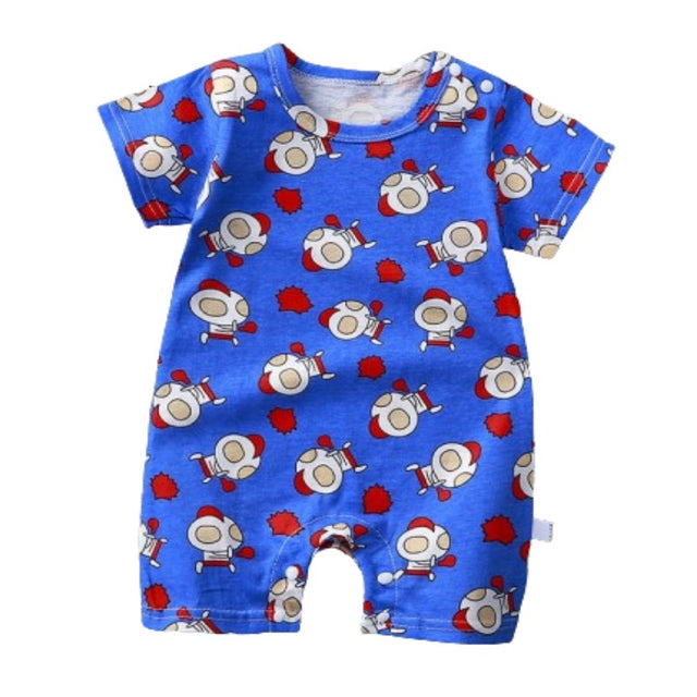 Newborn Pajamas Pure Cotton Short-Sleeved Baby Jumpsuit - Blue - Shop N Save