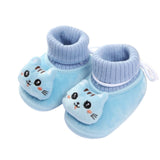 Soft Bottom New Born Knitted Cartoon Socks Shoes - Blue - Shop N Save