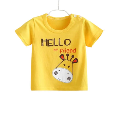 New Born Pure Cotton Short-Sleeved T-Shirt 0-7 Years Old - yellow - Shop N Save