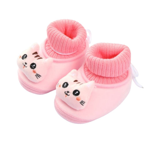 Soft Bottom New Born Knitted Cartoon Socks Shoes - Pink - Shop N Save