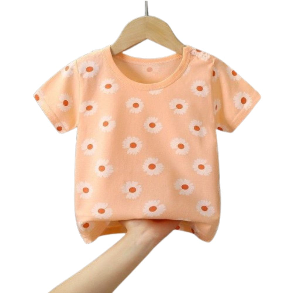 New Born Pure Cotton Short-Sleeved T-Shirt 0-7 Months Old - Orange - Shop N Save