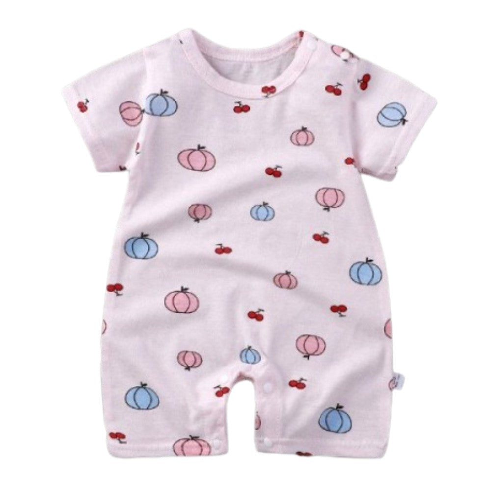 Pure Cotton Short-Sleeved Newborn Baby Jumpsuit - Pink - Shop N Save