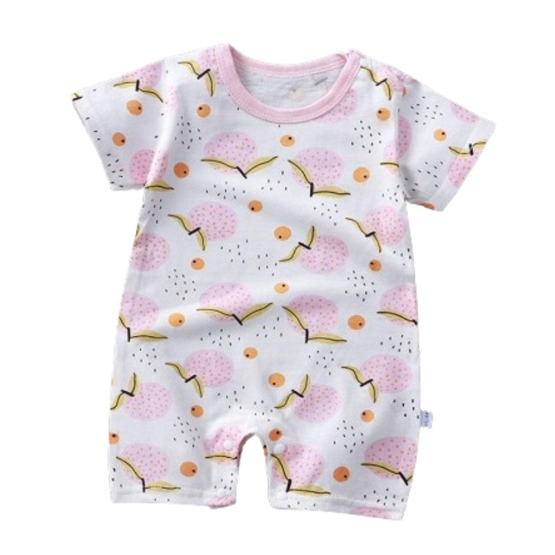 Newborn pajamas pure cotton short-sleeved baby jumpsuit - White - Shop N Save
