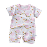 Newborn pajamas pure cotton short-sleeved baby jumpsuit - White - Shop N Save