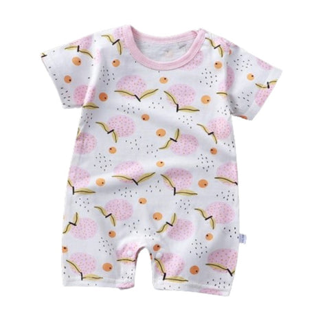 Newborn pajamas pure cotton short-sleeved baby jumpsuit - White - Shop N Save