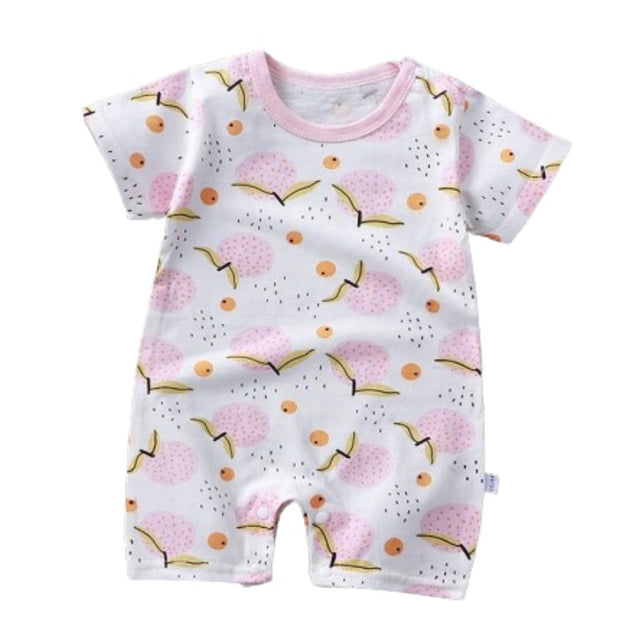 Newborn pajamas pure cotton short-sleeved baby jumpsuit - White - Shop N Save