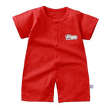 Pure Cotton Short-Sleeved Newborn Baby Jumpsuit - Red - Shop N Save