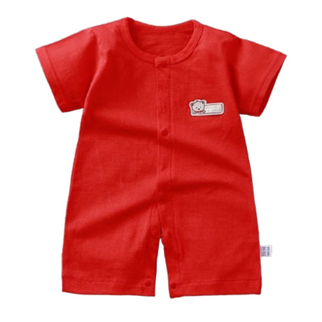 Pure Cotton Short-Sleeved Newborn Baby Jumpsuit - Red - Shop N Save