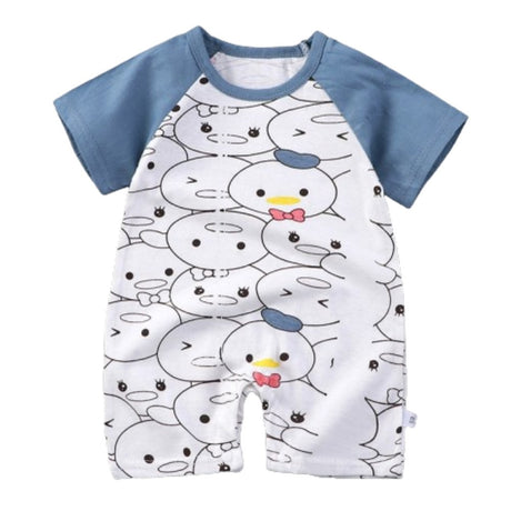 Pure Cotton Short-Sleeved Newborn Baby Jumpsuit - Blue - Shop N Save