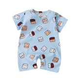 Pure Cotton Short-Sleeved Newborn Baby Jumpsuit - Blue - Shop N Save