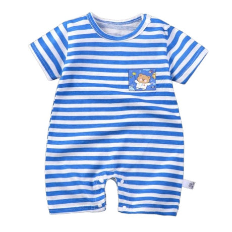 Pure Cotton Short-Sleeved Newborn Baby Jumpsuit - Blue - Shop N Save