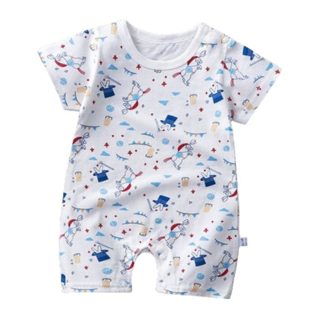 Pure Cotton Short-Sleeved Newborn Baby Jumpsuit - White - Shop N Save