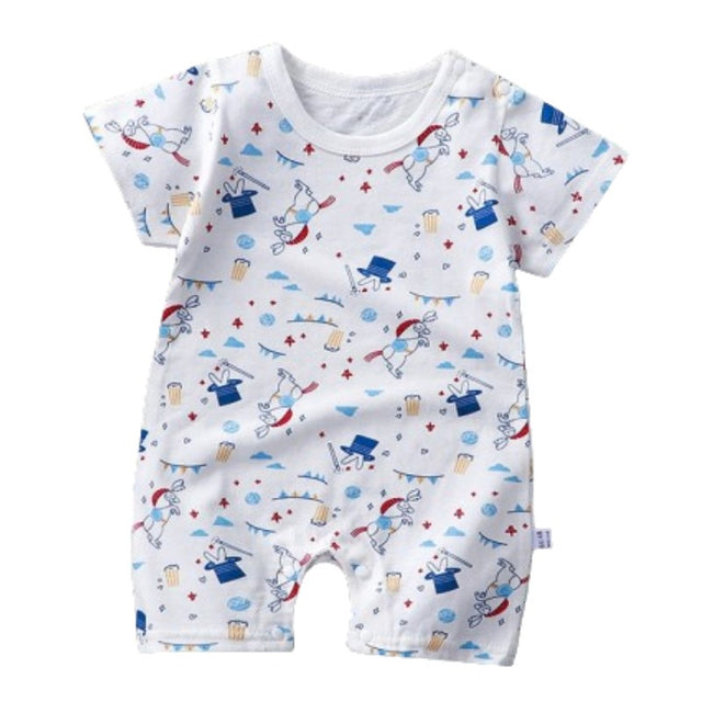 Pure Cotton Short-Sleeved Newborn Baby Jumpsuit - White - Shop N Save