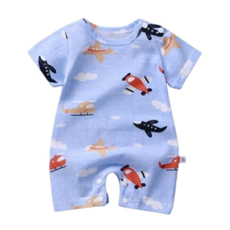 Pure Cotton Short-Sleeved Newborn Baby Jumpsuit - blue - Shop N Save