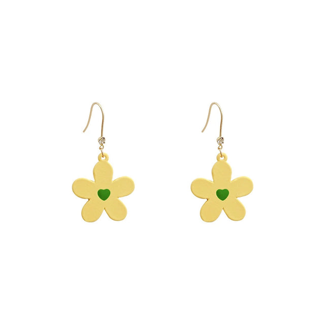 Lovely Vintage Yellow Flower Drop Earrings: Timeless Chic Design - Shop N Save