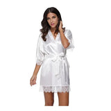Woman Sleepwear Satin Robe Lace Dress - Black - Shop N Save