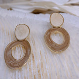 Oil Painting Design Irregular Girls Fashion Earrings - Coffee - Shop N Save