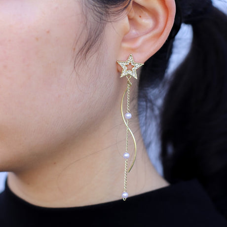 Celestial Gold Star Tassel Earrings: Dangle Drop Chic Glamour - Shop N Save