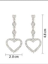 Diamond Pierced Girls Love Earrings - Silver