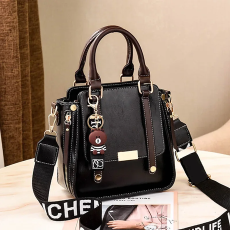 Trendy Black PU Handbag: Stylish, Spacious, Premium Quality, Versatile Chic - Shop N Save
