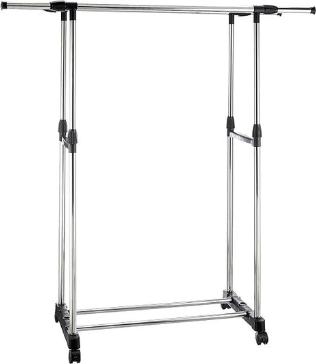Double Pole Metal Garment Rack: Sturdy Organizer for Effective Storage - Shop N Save