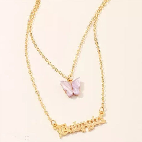 Baby Girl &amp; Butterfly Gold Necklace - Charming Women's Jewelry - Shop N Save