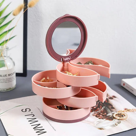 Rotating Jewelry Box: Women's Organizer, Travel-Friendly - Shop N Save