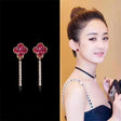 2023 Korean Gold Earrings: Blue Crystal, Tassel Fashion Gift - Shop N Save