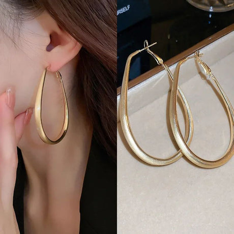 Geometric Stainless Hoops: Fashion Gift, Exaggerated Oval, Korean Style - Shop N Save