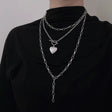 Harajuku Gothic Heart Lock Necklace - Grunge Metal Unisex Jewelry - Shop N Save