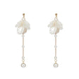 Silver Fringed Pearl Earrings: Acrylic Needle, Stylish Drop - Shop N Save