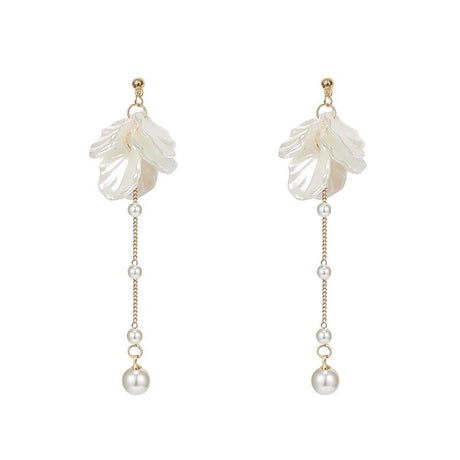 Silver Fringed Pearl Earrings: Acrylic Needle, Stylish Drop - Shop N Save