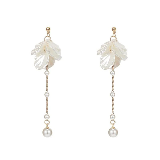 Silver Fringed Pearl Earrings: Acrylic Needle, Stylish Drop - Shop N Save