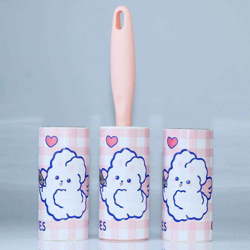Lint Roller Set: Pet Hair Remover with 60 Refills &amp; Scrubbing Brush (Pink) - Shop N Save