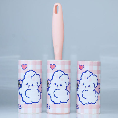 Lint Roller Set: Pet Hair Remover with 60 Refills &amp; Scrubbing Brush (Pink) - Shop N Save