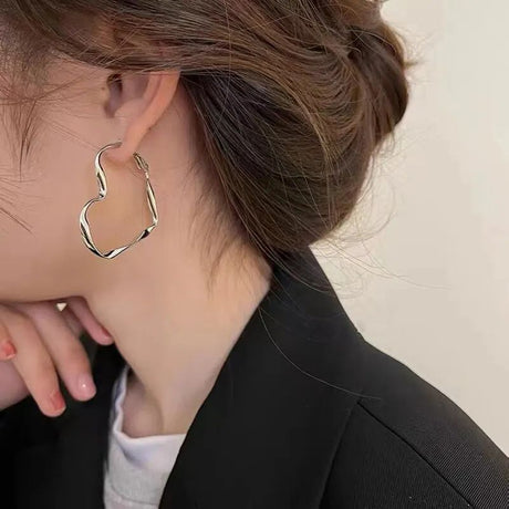 Heart Cuff Earrings: Fashionable Hollow Design, Birthday Gift - Shop N Save