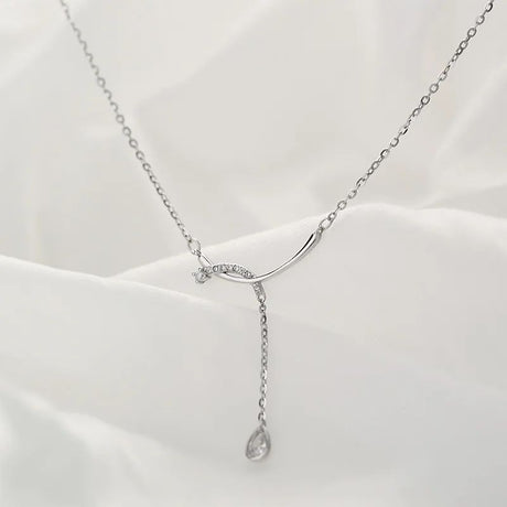 Sterling Silver Water Drop Necklace: Zircon Pendant, Fashion Jewelry - Shop N Save