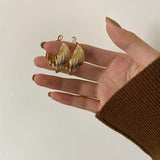 Gold Korean Hoop Earrings - Carved Circle C-Shape Trendy Jewelry - Shop N Save