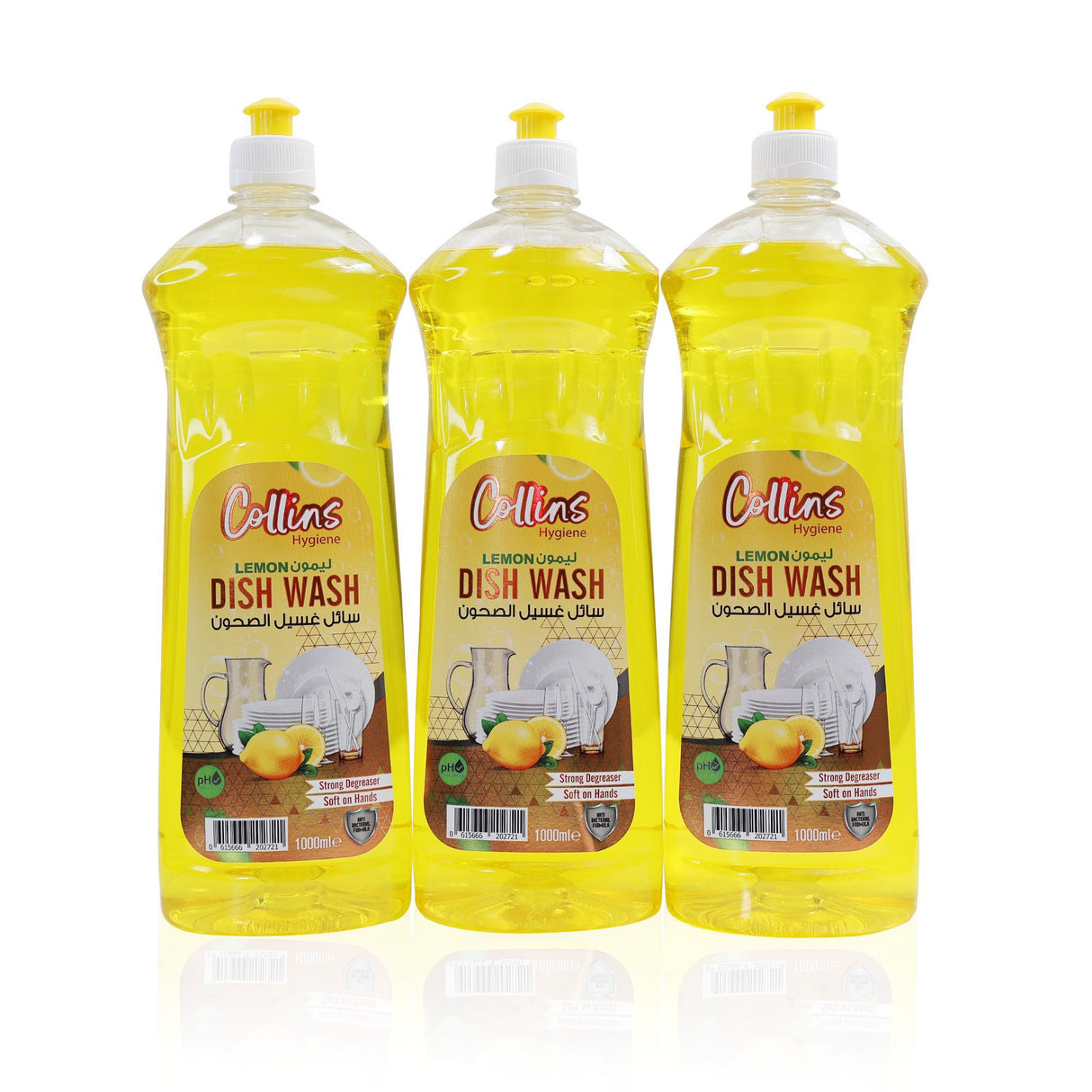 Collins Lemon Dish Wash: Powerful Cleaning, Gentle on Hands, 1L [1x3]