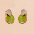 Green &amp; Beige Color Block Drop Earrings: Chic Statement Jewelry - Shop N Save