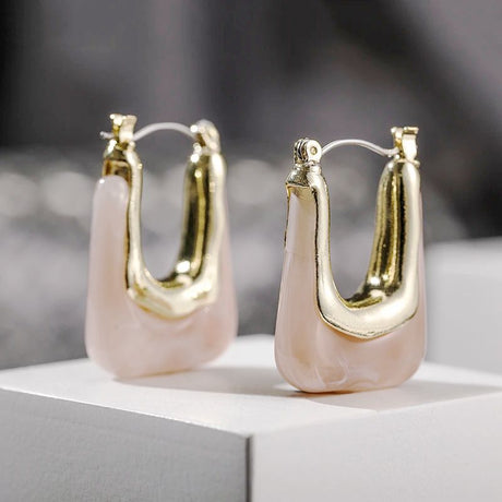 KISS WIFE Vintage Hoop Earrings: Transparent Resin, Elegant Colorful Style - Shop N Save