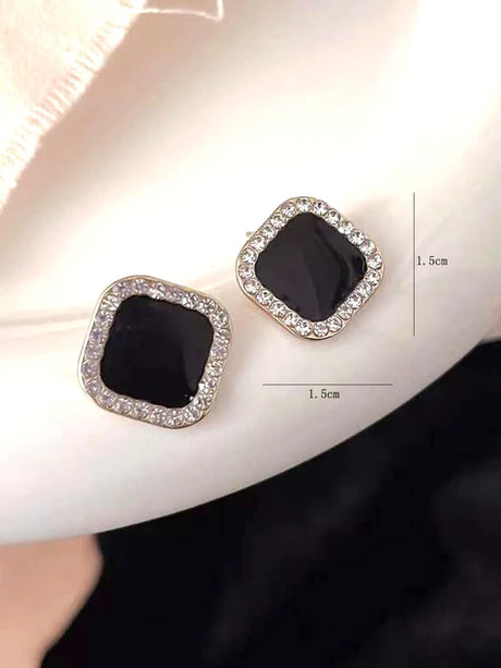 Rhinestone Decorative Casual Ear Tops - Black - Shop N Save