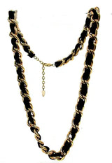 Black Ribbon &amp; Gold Chunky Chain Necklace: Creek Signed Design - Shop N Save