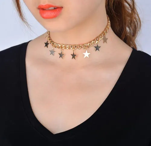 Star Pendant Choker: Women's Gold &amp; Silver Chain Fashion - Shop N Save