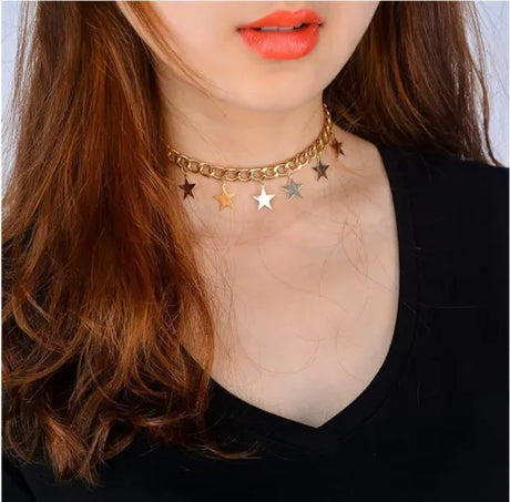 Star Pendant Choker: Women's Gold &amp; Silver Chain Fashion - Shop N Save
