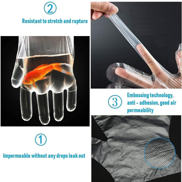 100 PCs Disposable Household Kitchen Multipurpose Plastic Large Gloves - White