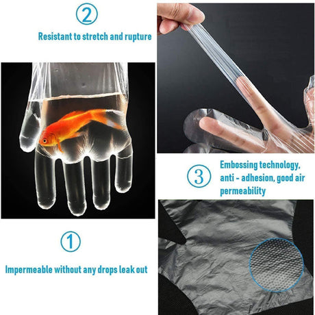 100 PCs Disposable Household Kitchen Multipurpose Plastic Large Gloves - White