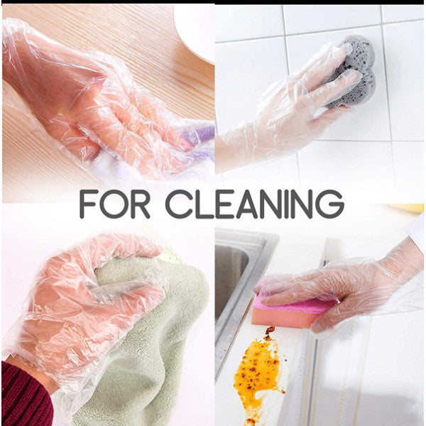 100 PCs Disposable Household Kitchen Multipurpose Plastic Large Gloves - White