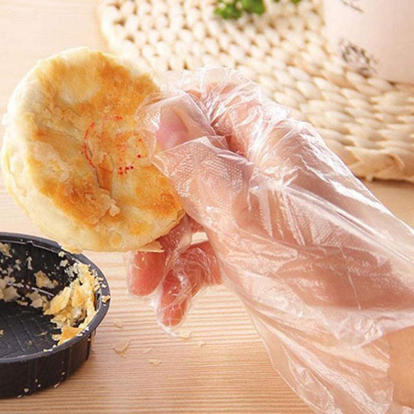 100 PCs Disposable Household Kitchen Multipurpose Plastic Large Gloves - White