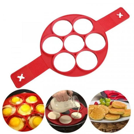 Round Silicone Backing Pancake Cooking Mold - Red - Shop N Save